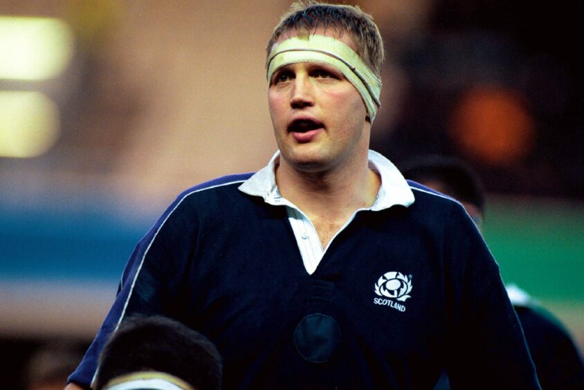 Doddie Weir on the pitch. He was capped 61 times for Scotland. Image: Coloursport/Shutterstock.
