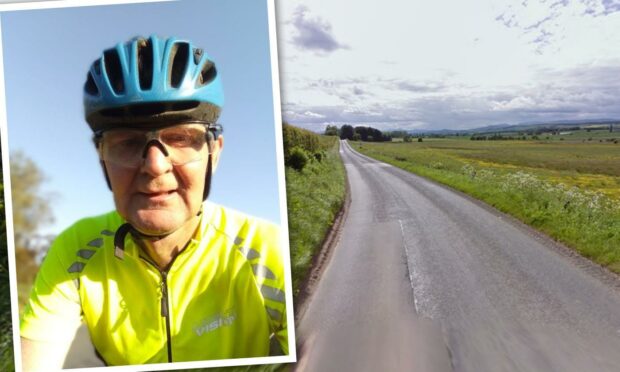 Mike (inset) was involved in an accident on the road between Balgown and Newmiln in Perthshire