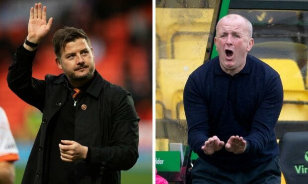 Dundee United boss Tam Courts and Livingston counterpart David Martindale.