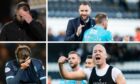 The highs and lows of Dundee FC - boss James McPake and players against Ross County (left) and then St Mirren (right).