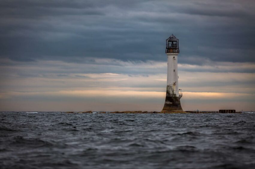 A general view of the Bell Rock lighthouse in Angus