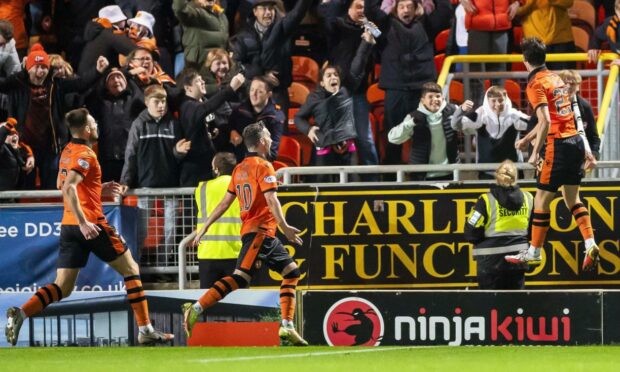 Ian Harkes enjoyed his celebration with the Dundee United fans.