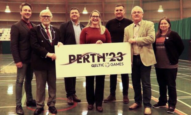 Qeltic Games partners gathered at Bell's Sports Centre in Perth to make the announcement that the city is to host the inagural games in 2023 and unveil the new logo. Image Marsyia MacFarlane, Pictures of Perth and Beyond.