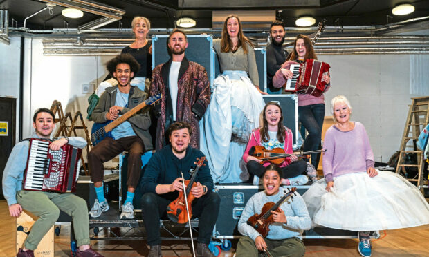 The cast of A Christmas Carol in rehearsals at Dundee Rep.