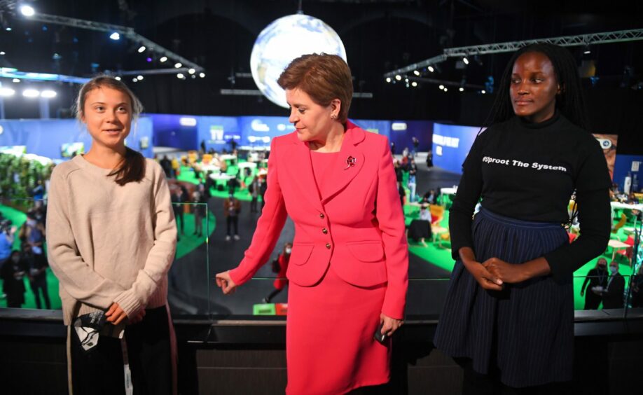 Photo shows First Minister Nicoa Sturgeon with climate activist Greta Thunberg and Vanessa Nakate during Cop26 in Glasgow