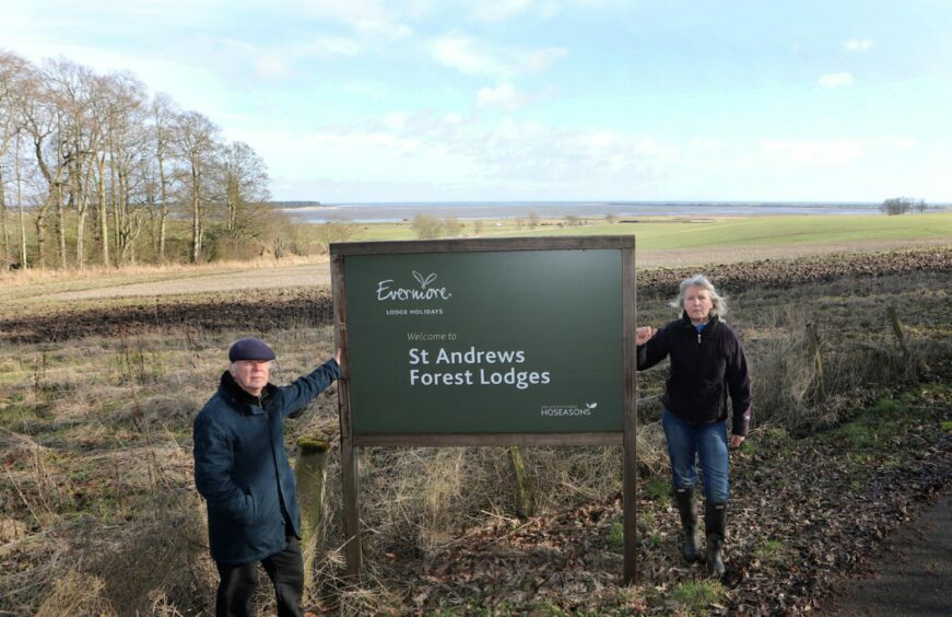 Kincaple residents Allan Burns and Carol Pickthall at the site where the holiday park extension was proposed.