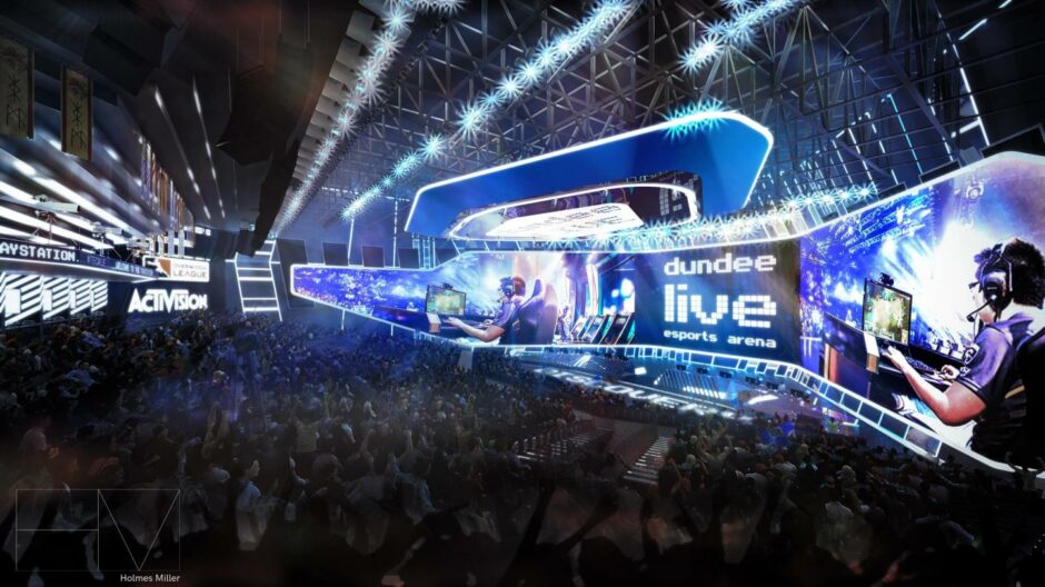 Artist's impression of what the inside of the new esports arena in Dundee could look like 