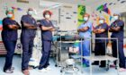 The new operating room at University Teaching Hospital, Zambia. From left: Ruth Bwalya, Lackson Njovu, Fabby Hamalambo, Lillian Kamuchungu Mwansa, Priscilla C Manjjimela, and Chewe Nsofwa.