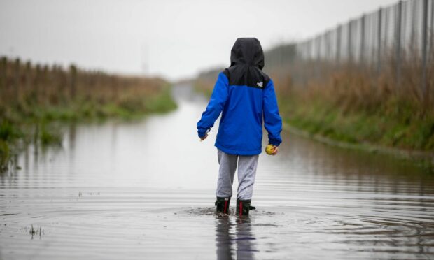 A cycle path in Arbroath was flooded in November.