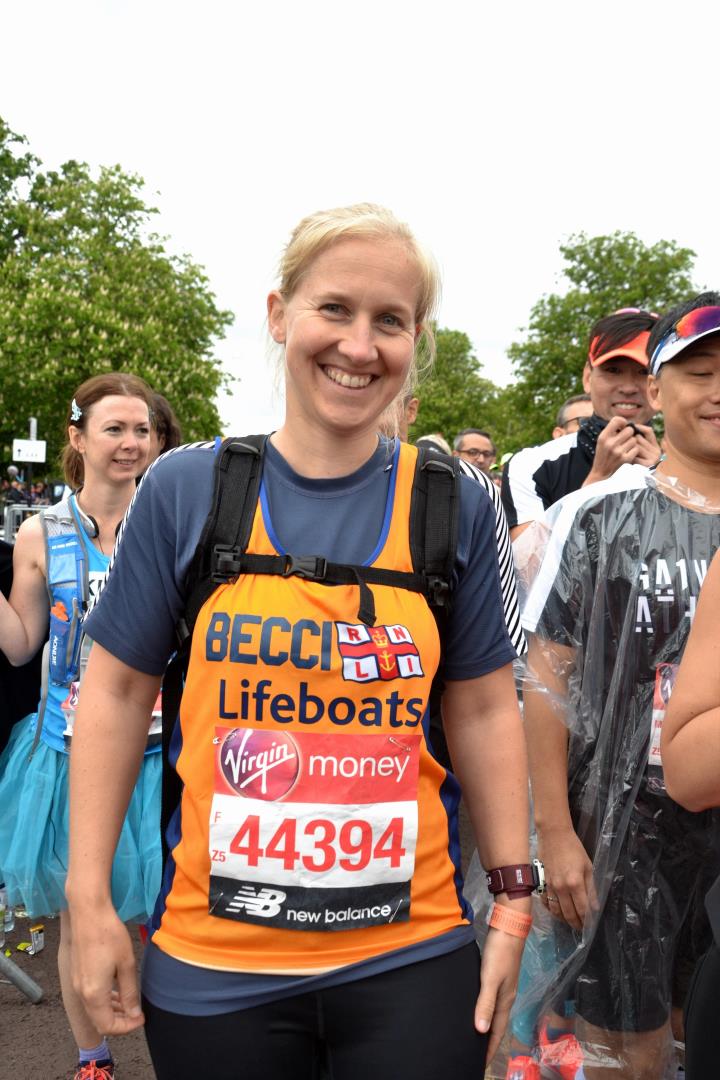 Becci Jewell at the start of the London Marathon.