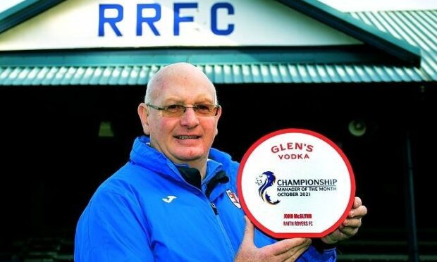 Raith Rovers F.C. manager John McGlynn presented with the Glen?s Manager of the Month award for October,