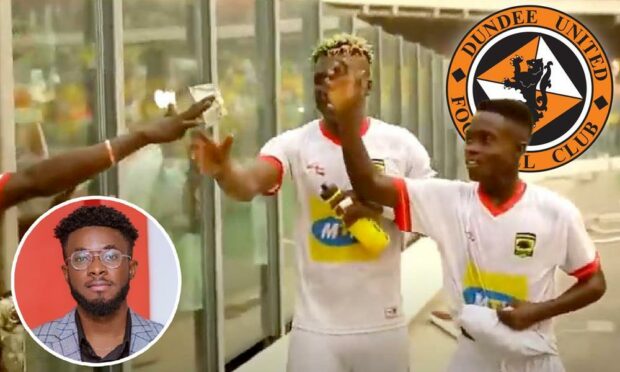 Journalist Owuraku Ampofo (inset) has lifted the lid on new Dundee United signing Mathew Cudjoe, who was once rewarded with cash by Ghanaian fans for a man of the match performance
