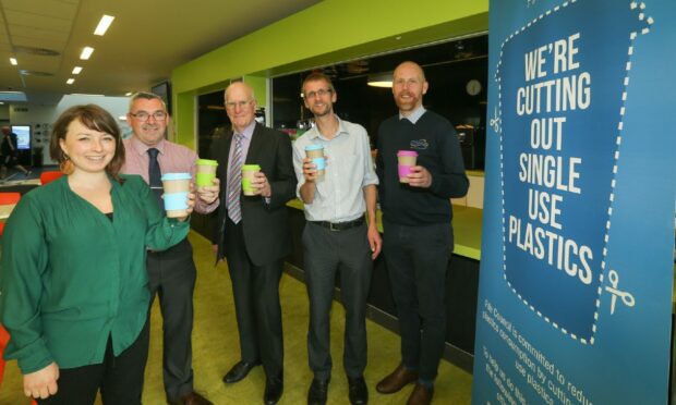 Officials from Fife Council and arm's-length organisations during the launch of a campaign to crack down on plastics.