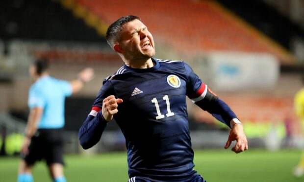 St Johnstone star Glenn Middleton celebrates scoring for Scotland Under-21s against Kazakhstan