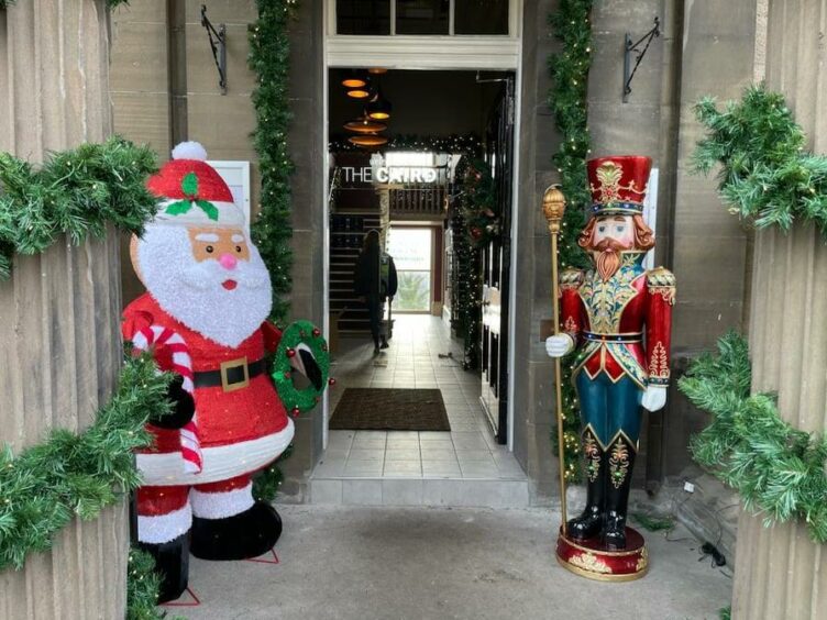 Santa Claus was taken and a band pole was stolen from the Nutcracker (right).