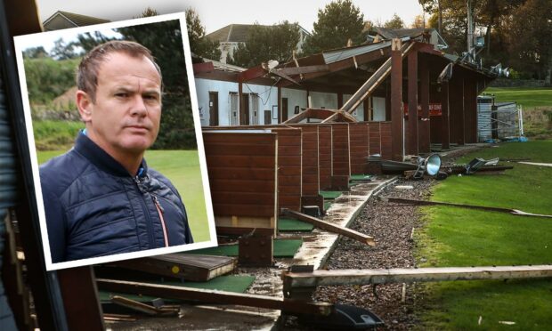 A bid has been put in to rebuild and improve Ballumbie Golf Club's driving range which was destroyed during Storm Arwen. Also pictured is club manager Allan Bange