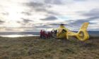 An air ambulance at the scene of a rescue in the Lomond Hills, Fife