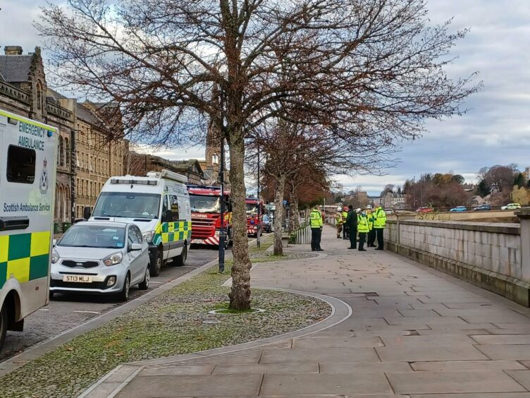 Fire and Police at the River Tay in Perth