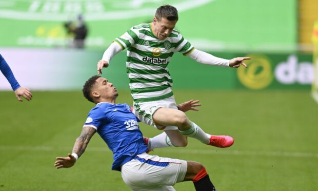 James Tevernier tackles Calum McGregor