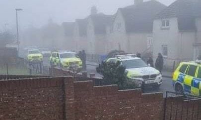 Police on Mina Crescent in Kinglassie.