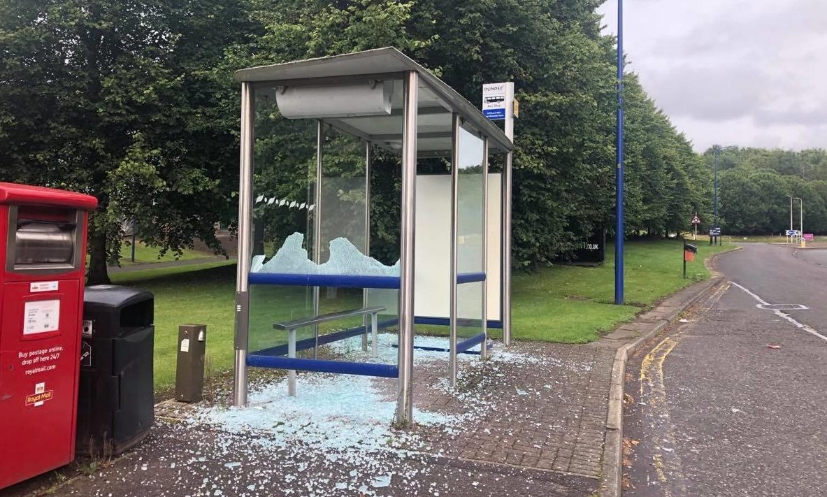 A shelter on Apollo Way, Dundee, was damaged last year.
