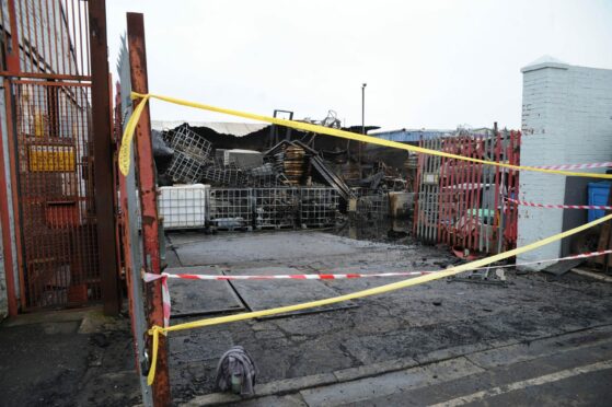 Damage at the garage following the fire