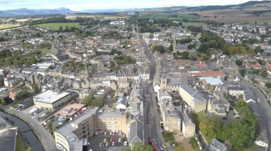 An aerial view of Cupar in the new TV advert