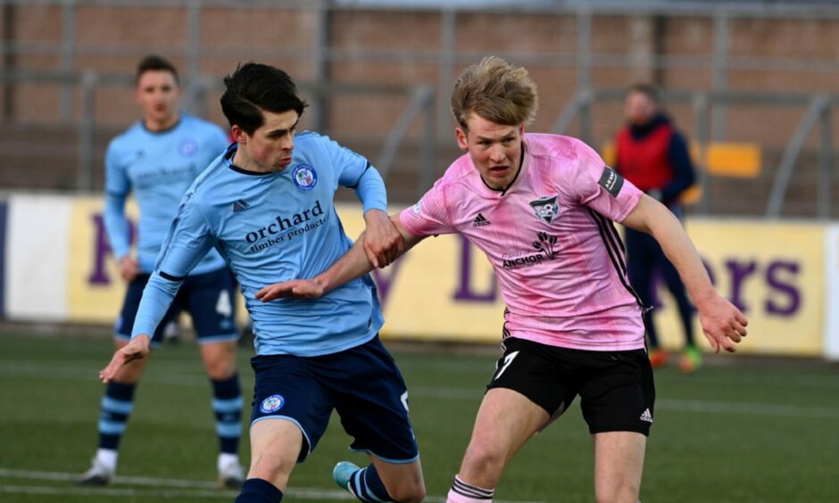 Callum Moore in action for Forfar last season.