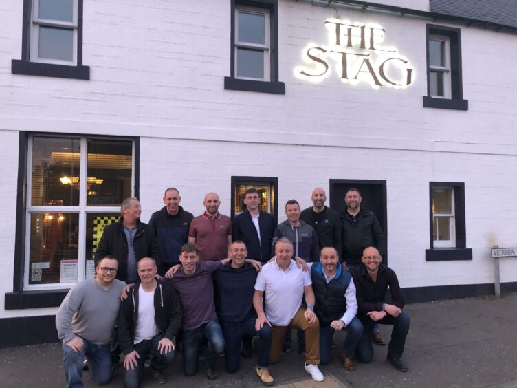 Some of the squad outside Forfar's Stag Hotel.