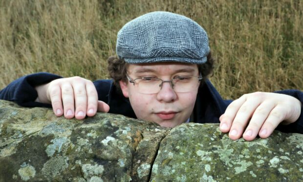 Hunor Deak at the St Andrews Geological Wall