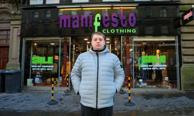 Reece Wright of Manifesto in Commercial St, Dundee.