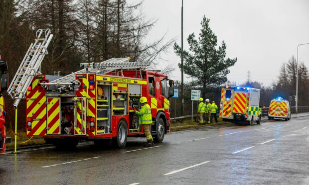 Emergency services at the scene of the crash.