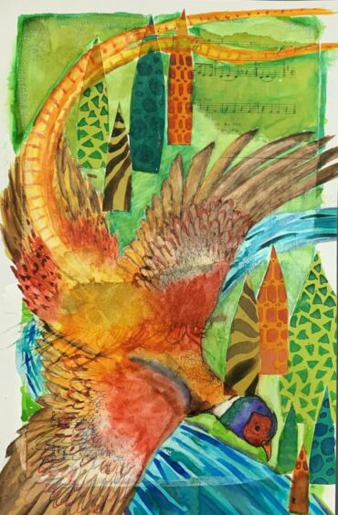 Kayla Porter's painting of a pheasant.