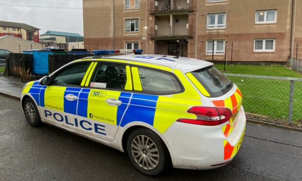 A police car on Templehall Avenue