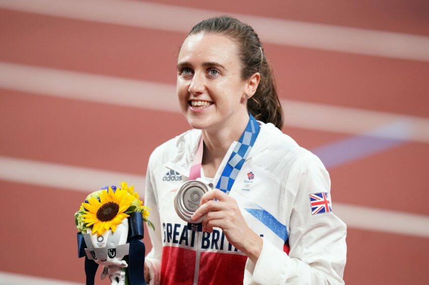 Former Kinross High School pupil Laura Muir brought home a silver medal for Team GB at the Tokyo 2020 Olympic Games, held this year due to the Coronavirus pandemic. Muir came second in the Women's 1,500m final at the Olympic stadium in Japan. Mike Egerton/PA Wire.