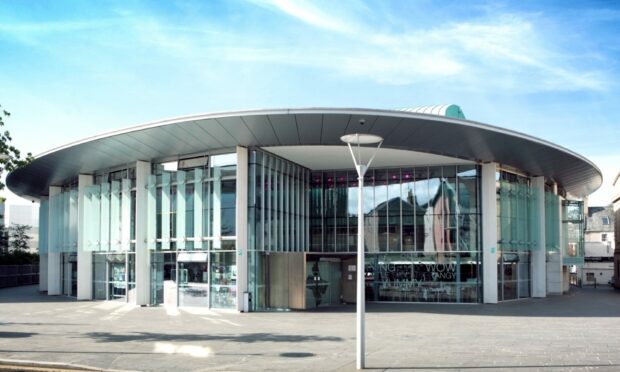 Perth Concert Hall exterior showing metal roof and glass front