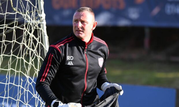 Arbroath goalkeeping coach Rab Douglas took charge of the team alongside first team coach John young, in the absence of Dick and Ian Campbell.