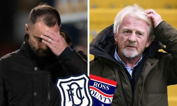 Dundee boss James McPake and the club's technical director Gordon Strachan (right).