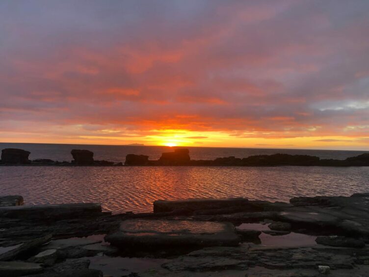 Sunrise at Cellardyke tidal pool, known by locals as 'The Bathie'.