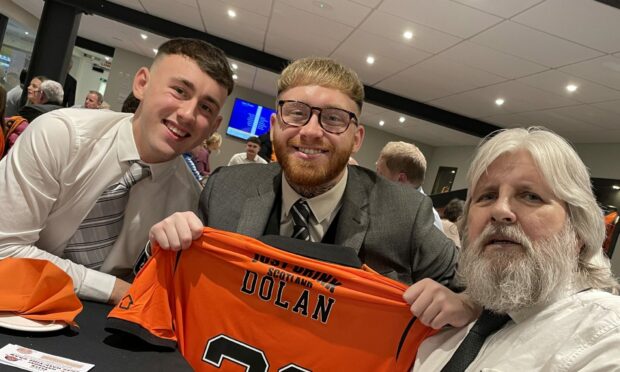 Lewis Dolan (17), Stephen Dolan (24) with their dad Steve Dolan (63).