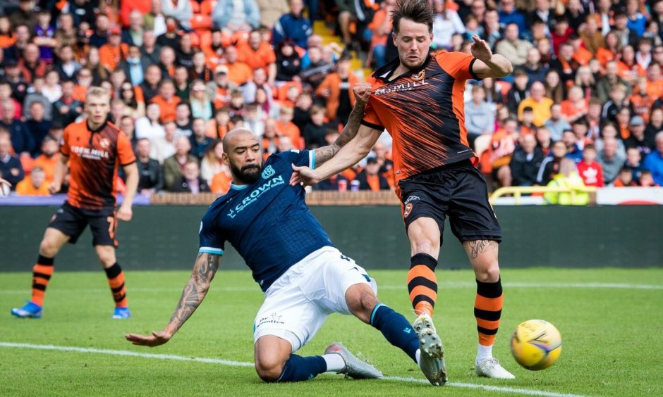 Marc McNulty in action against Dundee while at Dundee United