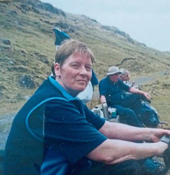 Evelyn Archibald on a walk with the Caledonian Hill Walking Club.