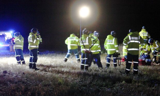 Coastguard rescue teams at Arbroath cliffs on Sunday.