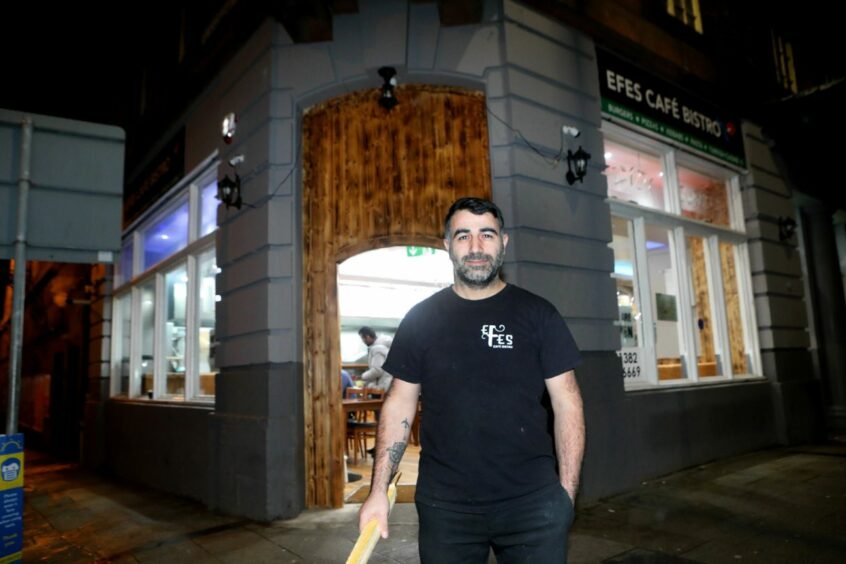 Bilal Turgul outside his premises on the Cowgate.