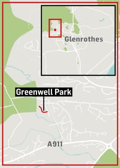 Map showing Greenwell Park in Glenrothes