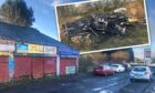 A caravan was on fire next to a retail park in Lochee, Dundee.