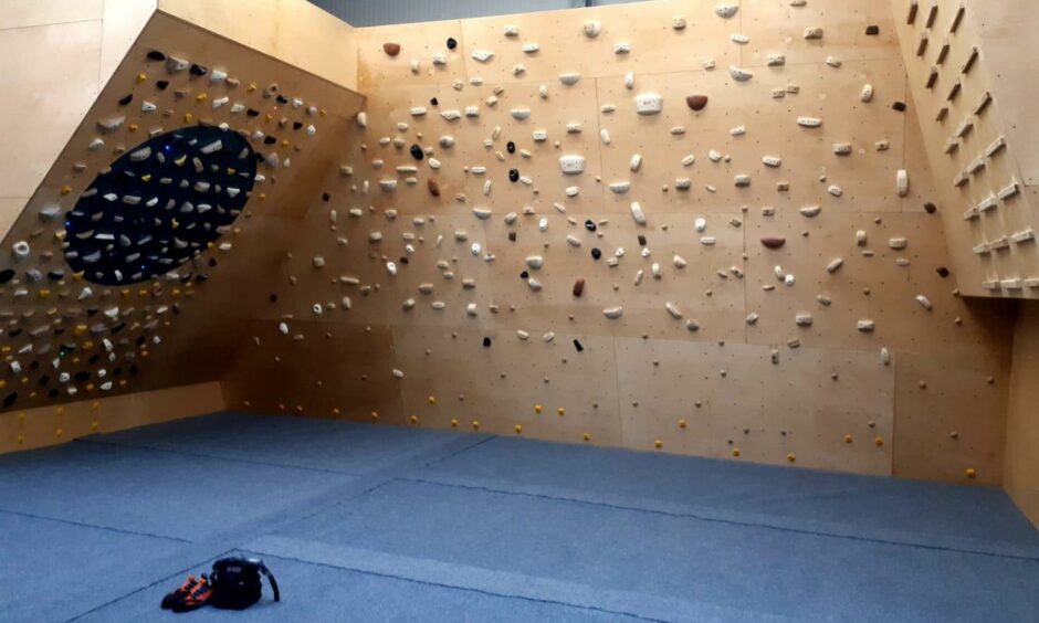 The Dunkeld climbing gym has a Moon board, bouldering wall and campus board.