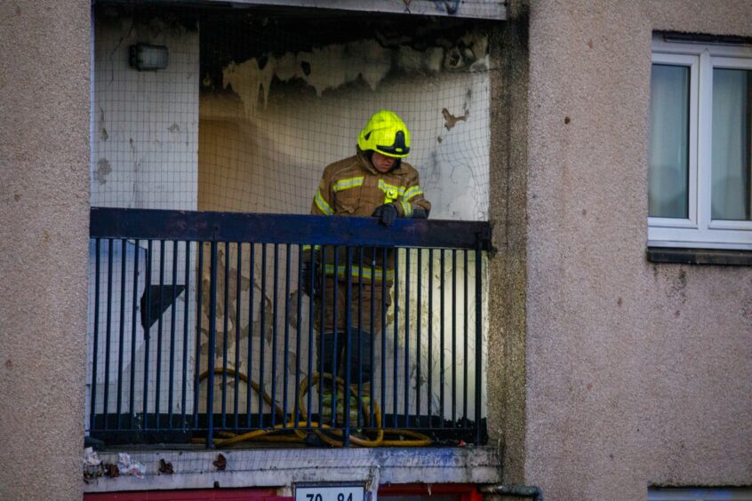 Firefighter at Laws Road, Dunfermline.