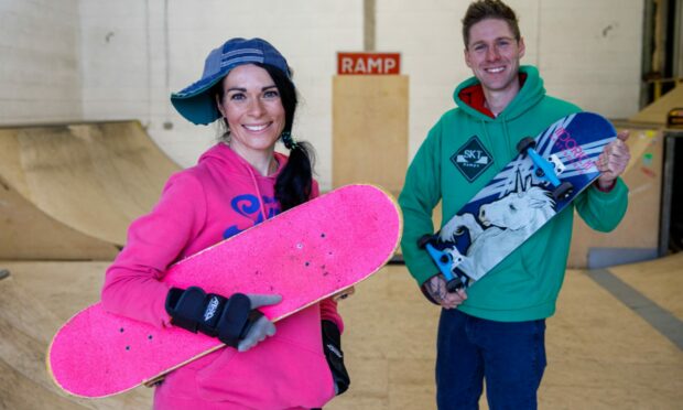Gayle Ritchie has a skateboarding lesson with coach Ross Fox.