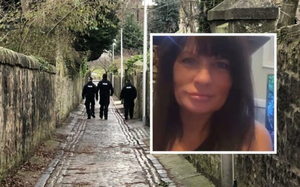 Police searching on Strawberry Bank for missing woman Lynn McPaul. (inset)